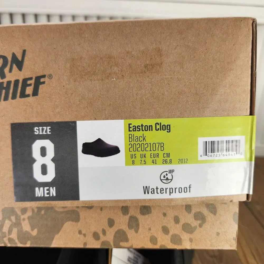Western Chief Easton Clog Mens Sz 8 Black Rubber Waterproof Outdoor Garden Shoes